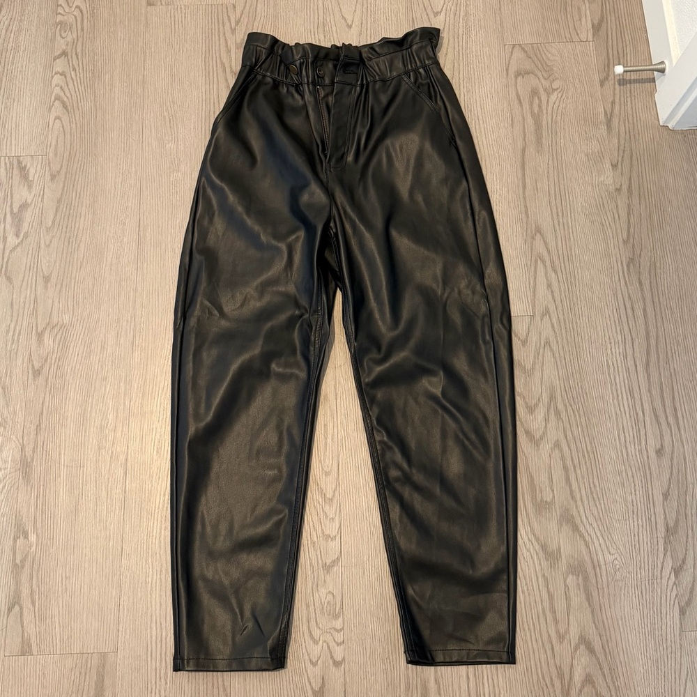 Zara Black Faux Leather Pants